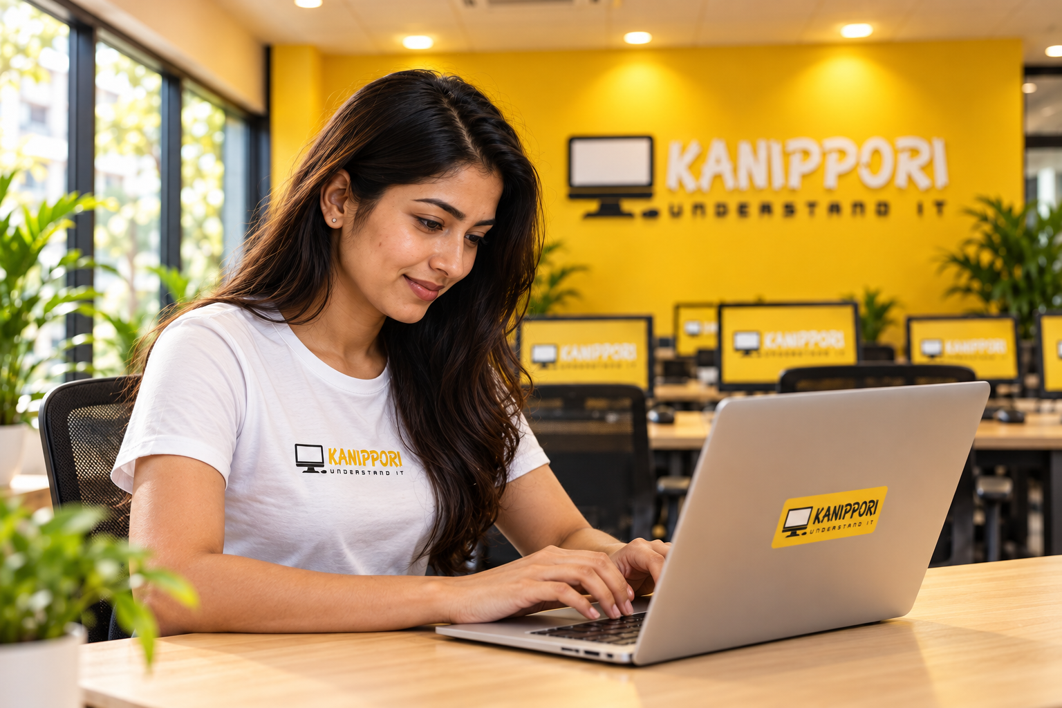 Illustrative learner using a laptop